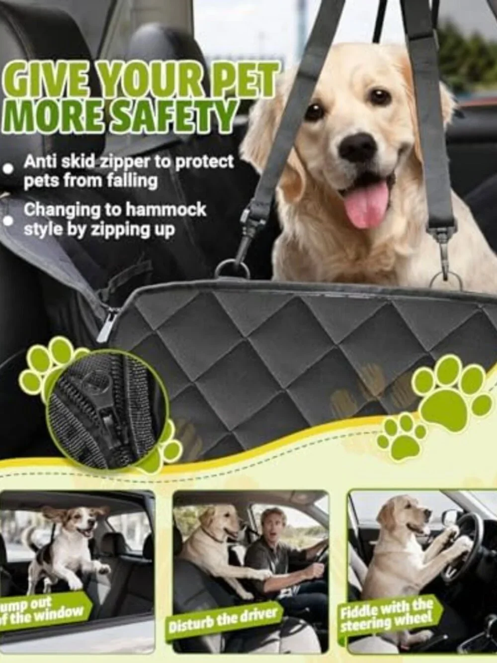 Waterproof Dog Car Seat Cover - Heavy Duty Anti-Scratch Hammock for SUV & Sedan